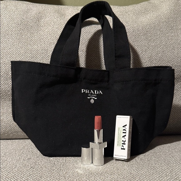 Prada Beauty Black Tote Bag and Lipstick - Picture 1 of 9